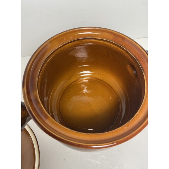 Vintage Brittany Nasco Bean Pot Soup Tureen W Lid and Handles Brown Oven Proof - Picture 7 of 11